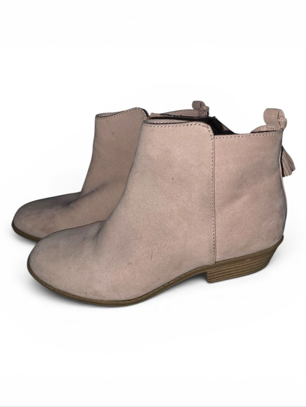 ^ Justice Pink Taupe Suede Ankle  Boots